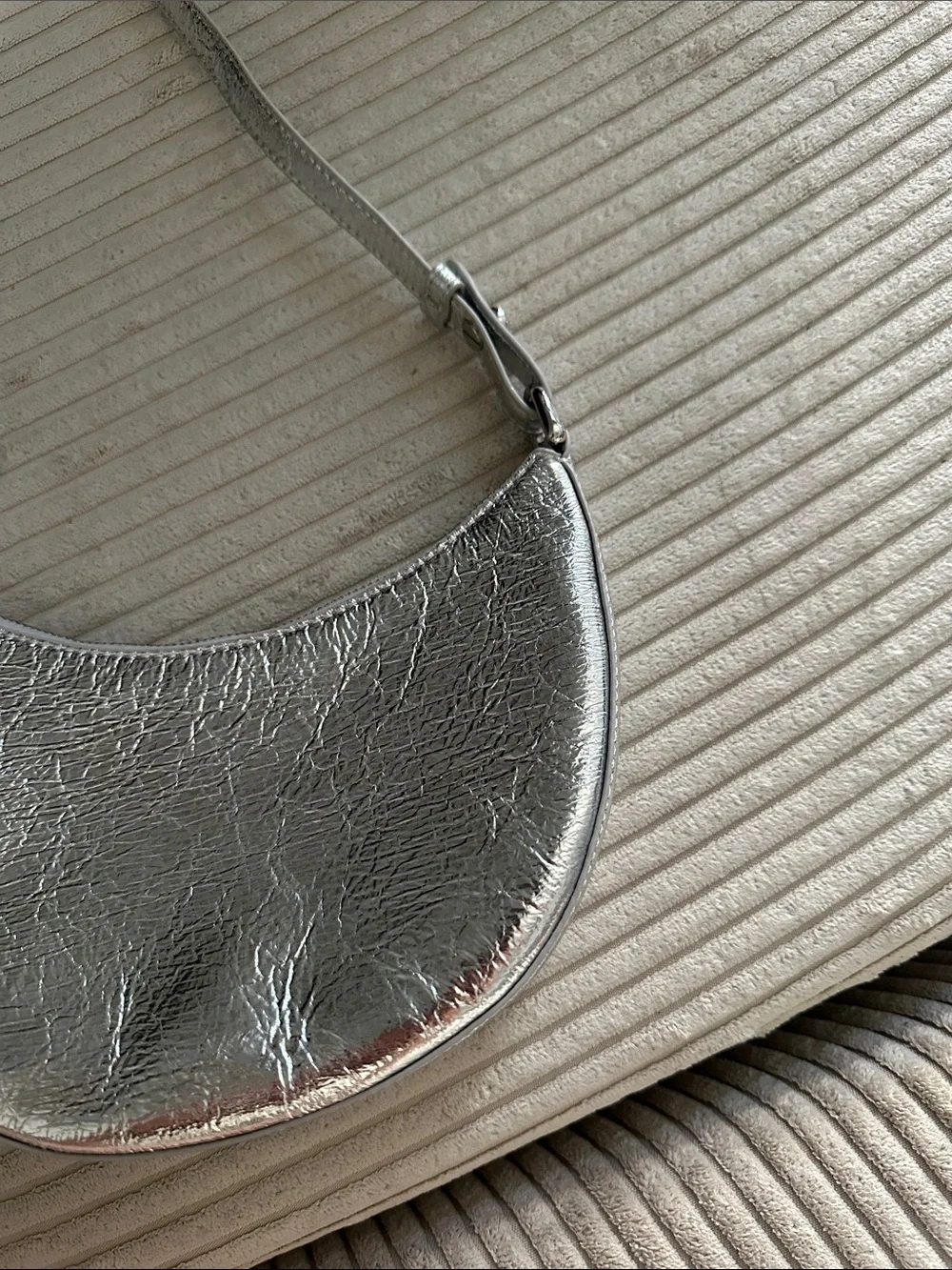 kate spade Metallic Silver Crescent Shoulder Bag